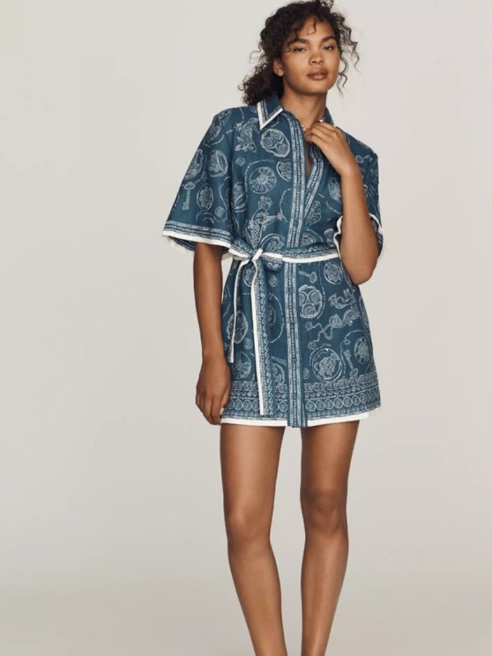 ALÉMAIS Lucky Linen Belted Mini Dress US 4